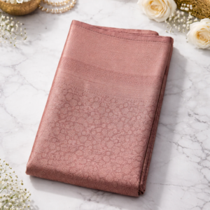 Dusty rose pink floral texture silk saree